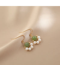 Candra - Boucles d'Oreilles Or, Perle d'Eau Douce et Jade