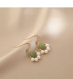 Candra - Boucles d'Oreilles Or, Perle d'Eau Douce et Jade