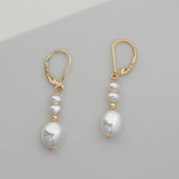 Luna - Boucles d'Oreilles Or et Perles d'Eau Douce