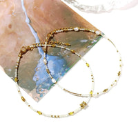 Hikari - Chaine de Cheville Citrine, Perle d'Eau Douce et Cristal