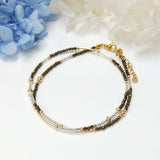 Jinfu - Collier Or, Pyrite et Cristal
