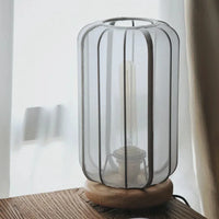 Lampada da Tavolo Imperiale in Legno e Seta