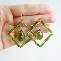 Semi - Boucles d'Oreilles Or et Diopside