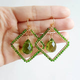 Semi - Boucles d'Oreilles Or et Diopside