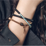 Som - Bracelet/Collier Cuivre, Bois d'Ébène et Perles Dzi Sacrée