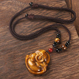 Baofu - Collier Bouddha Rieur Oeil de Tigre