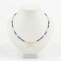 Aoizora - Collier Or, Aigue-Marine, Lapis Lazuli et Cristal