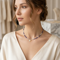 Aoizora - Collier Or, Aigue-Marine, Lapis Lazuli et Cristal