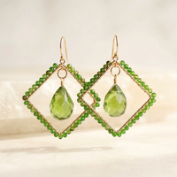 Semi - Boucles d'Oreilles Or et Diopside