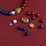 Cam - Bracelet Lapis Lazuli, Cinabre et Perle d'Eau Douce
