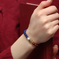 Cam - Bracelet Lapis Lazuli, Cinabre et Perle d'Eau Douce
