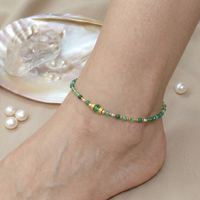 Morika - Chaîne de Cheville Jade d'Afrique et Perle d'Eau Douce