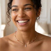 Zhu - Collier Or, Citrine et Pierre de Soleil et Cornaline