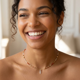Zhu - Collier Or, Citrine et Pierre de Soleil et Cornaline