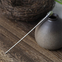 Pique à Cheveux Bourgeons de Fleur - Argent et Jade