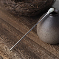 Pique à Cheveux Bourgeons de Fleur - Argent et Jade