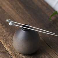 Pique à Cheveux Bourgeons de Fleur - Argent et Jade