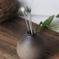 Pique à Cheveux Bourgeons de Fleur - Argent et Jade