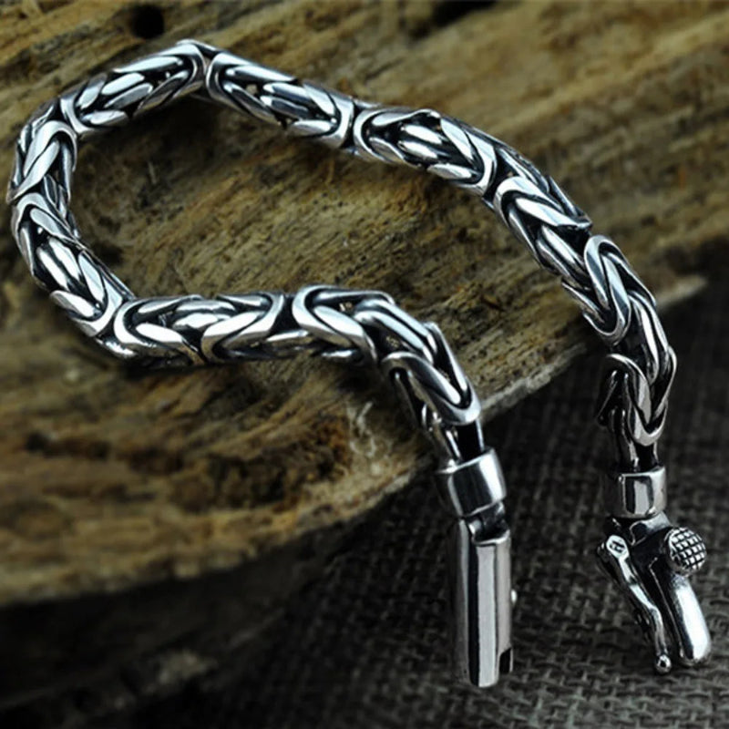 Bracelet Indien Maille Carrée En Argent Massif - Modèle B-AR-55, Neuf étiqueté
