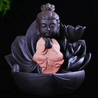 Moine Méditation et Fleurs de Lotus - Porte-Encens