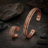 Sui - Bracelet Jonc et Bague Cuivre Magnétiques