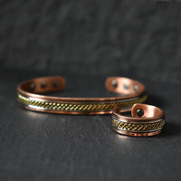 Sui - Bracelet Jonc et Bague Cuivre Magnétiques