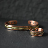 Sui - Bracelet Jonc et Bague Cuivre Magnétiques