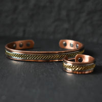 Sui - Bracelet Jonc et Bague Cuivre Magnétiques
