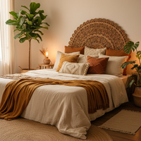 Tête de Lit Floral Demi-Lune - Queen Size 150 cm