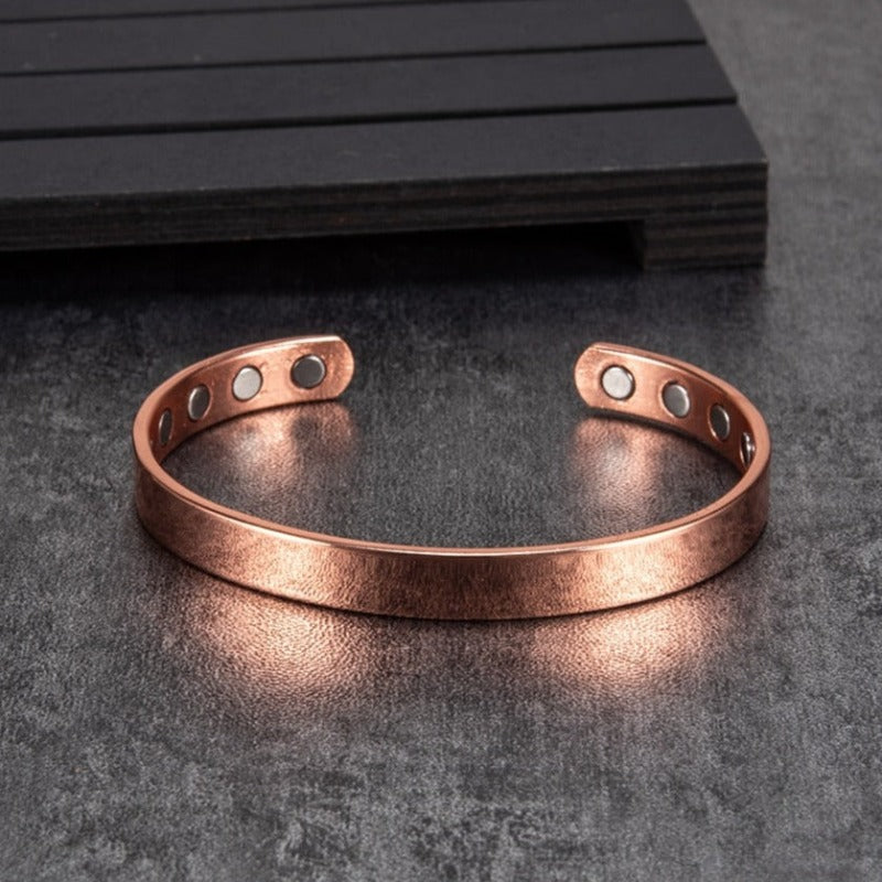 Bracelet Jonc Ancien En Cuivre - Fermoir Glissière, Style Vintage, Occasion