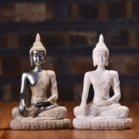 bouddha-Bhumisparsha-Mudra-figurine-11-cm-gres-fonce-et-ecru