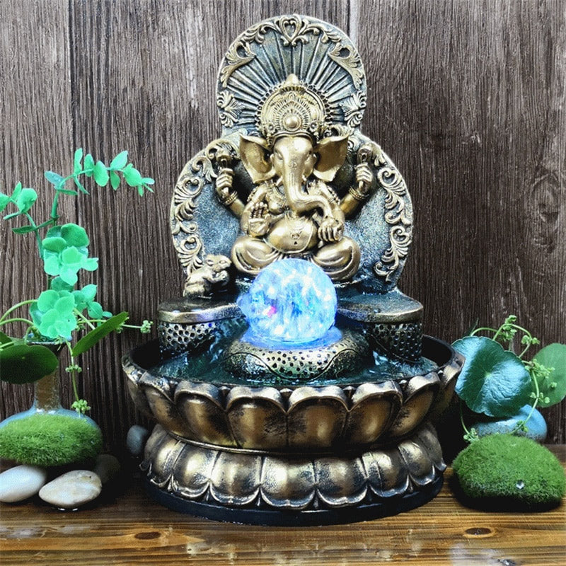 Lampe Bougeoir Ganesha En Laiton – Lot De 2 Diyas Lotus – Décoratif Fait Main Inde – Doré 11,5 Cm