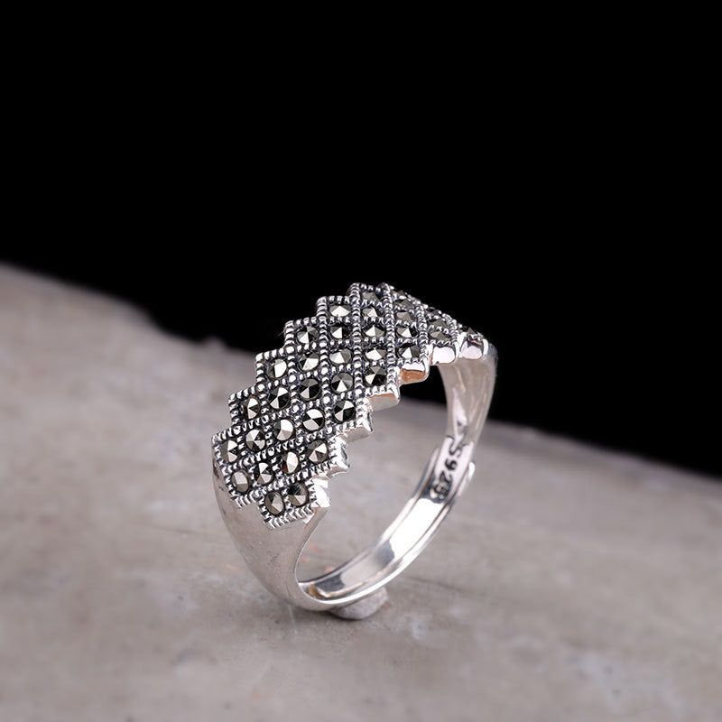 Bague Argent Sterling 925 Avec Lézard En Marcassite - Taille 53, Occasion En Bel état (manque Une Micro Perle)