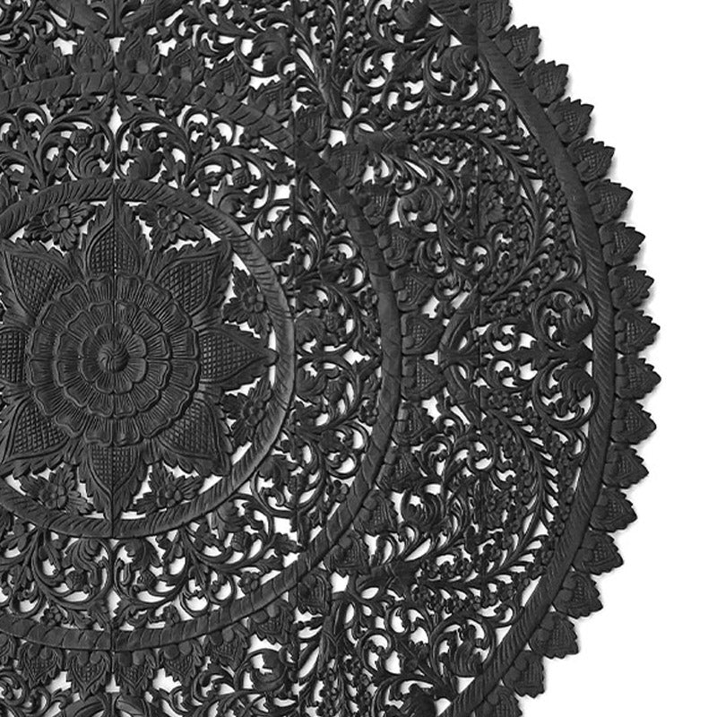 Panneau Mural Rond Lotus Noir 180 cm