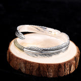 yumao-large-bracelet-argent-massif-plume-vue-profil
